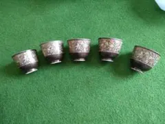 九谷焼陶器湯のみ5個セット