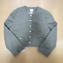 【新品】H&M　チェック柄 ノーカラージャケット