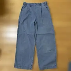 デニムワイドパンツ ウエストゴム ベルト付き