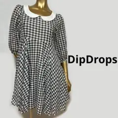 【3560】DipDrops 襟付き チェック柄 フレア ワンピースのサムネイル