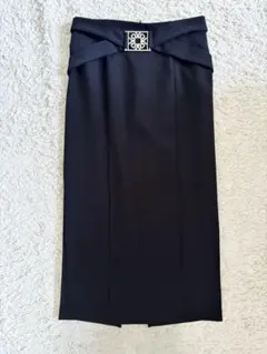 【イタリア製】リナシメント ウエストバックル タイトスカート 黒 XS 美脚のサムネイル