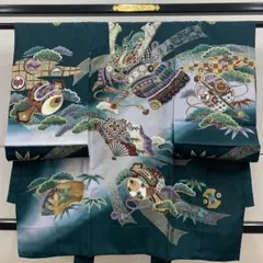 606ayu37▪️お宮参り 掛け着 祝い着 七五三にも 3歳 鷹 松 美品 