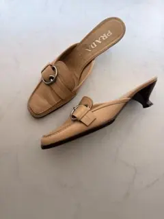 PRADA プラダ レザー ミュール ベージュ 37のサムネイル