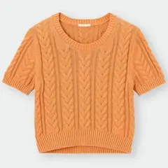 《未使用》GU ケーブルクルーネックセーター（半袖）