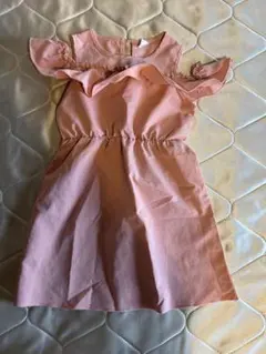 ピンク フリル ノースリーブワンピース 4Y