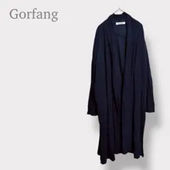 【Gorfang】ロングカーディガン　羽織り　七分袖　体型カバー　ネイビー　M