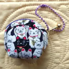 招き猫柄 ミニミニコインケース ポーチ