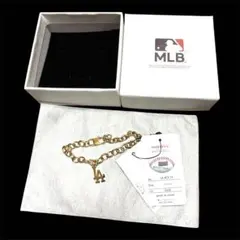 新品　MLB公式　LAドジャース ロゴチェーンブレスレット ゴールド 箱タグ付
