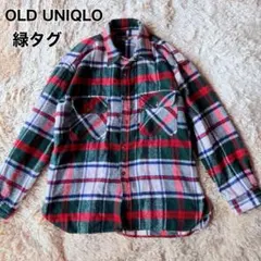 古着 OLD UNIQLO ユニクロ 80s 90s 緑タグ ネルシャツ L