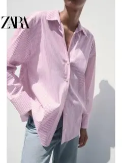 ZARA ピンクストライプ 長袖シャツ