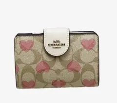 COACHコーチ・シグネチャー キャンバス・ハート プリントミディアム折り財布