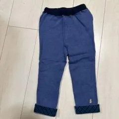 青いチェック柄折り返しパンツ