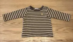 ミキハウス ロンT 80cm 茶色 ボーダー