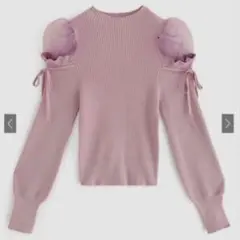 GRL チュールショルダーリボンニットトップス ピンク L