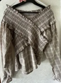 オフショルダー チェック柄ブラウス Mサイズ 新品未使用