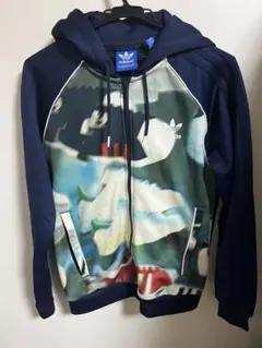 adidas グラフィックパーカー Lサイズ ネイビー