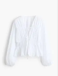 H&M ドローストリング ポプリンブラウス