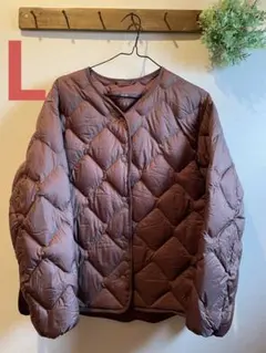 UNIQLO ウルトラライトダウン ブラウン ノーカラー L