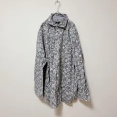 バックポイント【3L】長袖シャツ/大きいサイズ チェック柄 花柄刺繍 綿100%