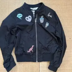 H&M 刺繍デザイン ブラックジャケット 134cm