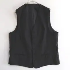 ★369　スーツベスト　XL　濃灰　黒灰　ストライプ柄　US古着