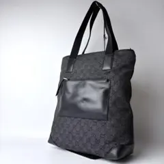 GUCCI グッチ GG トートバッグ キャンバス ブラック レザー