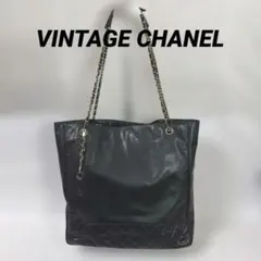 CHANEL ヴィンテージシャネルマトラッセ チェーントートバッグ ラムスキン