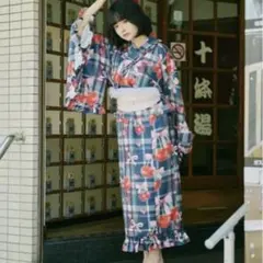 ジュエティjouetie ジャパン浴衣 市松模様 浴衣帯セット - メルカリ