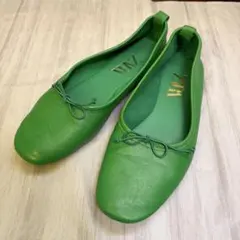 ZARA グリーン バレエシューズ 38