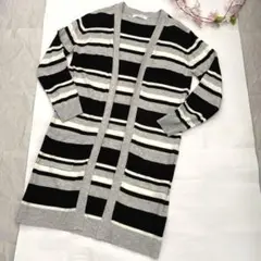 ロングカーディガン　ボーダー柄