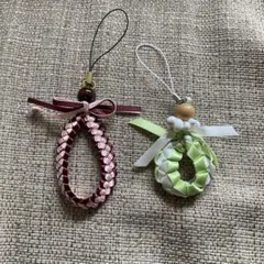 ハンドメイド　リボンレイ　チャーム　ストラップ