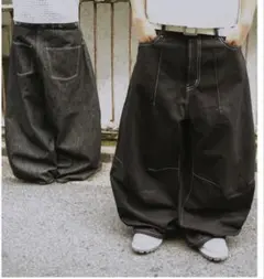 belvet Wide-Leg Baggy Pants Mサイズ ブラック - メルカリ