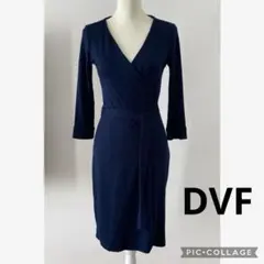 美品　DVF 4 Diane Von Furstenberg ラップドレス　紺色