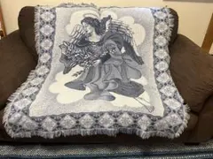 ヴィンテージ 天使デザインのフリンジ付き　ラグ