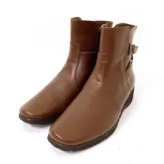 新品✨アシックス ペダラ サイドジップ ショートブーツ 撥水レザー 茶 23cmのサムネイル