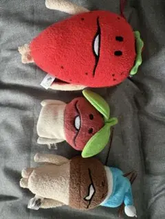 なめこ いちご ぬいぐるみ キーホルダー 3点セット