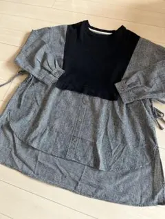 長袖カットソー 黒とグレーのチェック柄