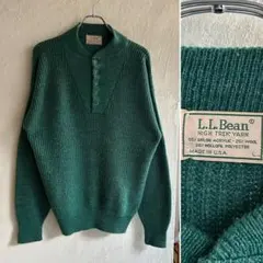 80S USA製 L.L.Bean ヘンリーネックニット ウール グリーン