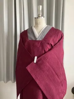 道行コート　七宝柄の地紋　ワインレッド　バーガンディ