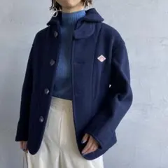 美品 2021 DANTON ダントン ウールパイル 丸襟ジャケット ネイビー