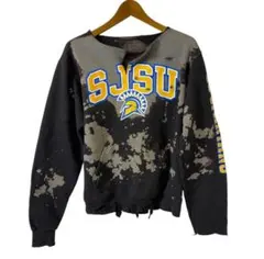 ボロスウェット　ダメージ加工　チャンピオン　カレッジ　グランジ　ブリーチ　古着