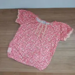 ラグマート 半袖 130 小花柄 ピンク