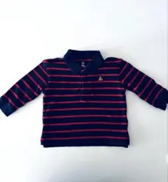 ネイビーと赤のストライプポロシャツ