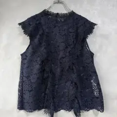 ザラ レース フリル ブラウス カットソー フレンチスリーブ ノースリーブ M