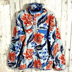 patagonia 花柄 フリースジャケット レディースM フルジップ レトロ風