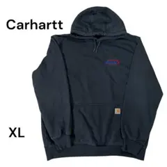 【00's】Carhartt 企業ロゴパーカーXLネイビー 厚手ビックシルエット