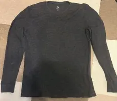 ダークグレー 長袖カットソー リブ編み