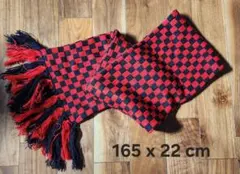 黒×赤 スカーフ フリンジ付き 165×22cm