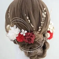 卒業式　髪飾り　着物　袴　赤　ドライフラワー