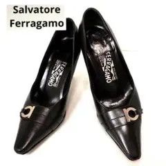 FERRAGAMO フェラガモ 黒ガンチーニパンプス 22.5センチ